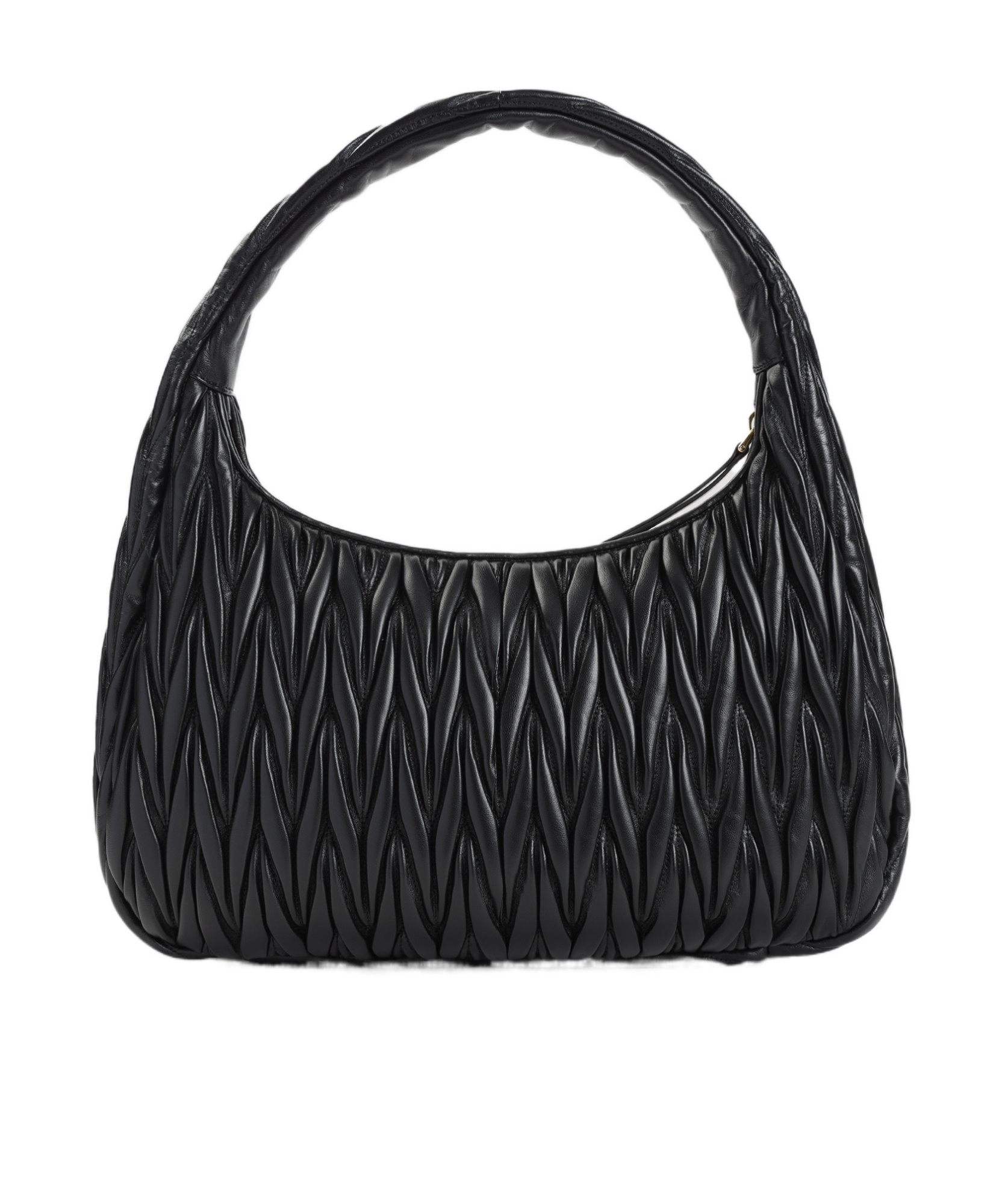 Miu Miu Black Wander Matelasse Shoulder Bag In Black