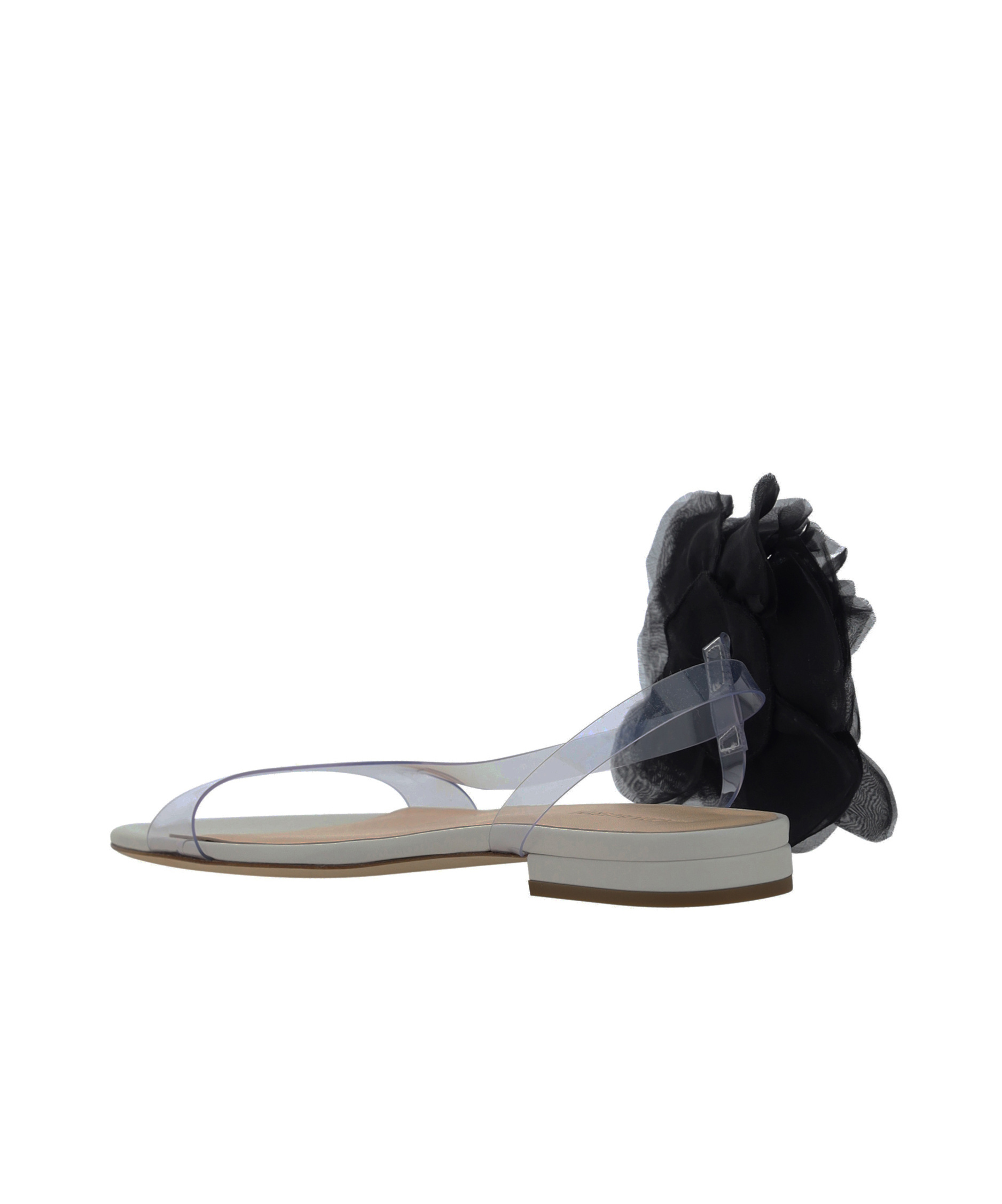 Shop Magda Butrym Flower Detailed Flat Sandals In Black