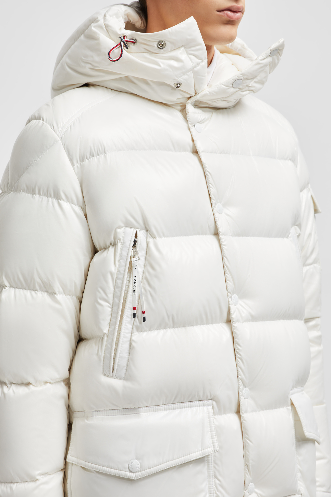 Moncler Drawstring Long Sleeve Jacket In White