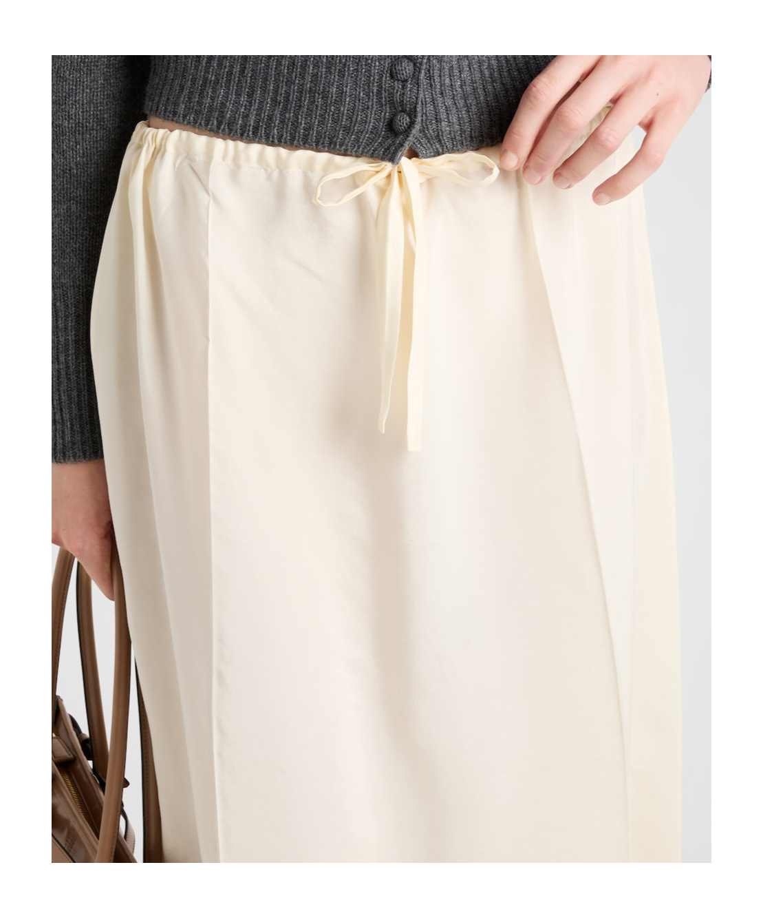 Prada Embroidered Silk Habutai Skirt In Nude
