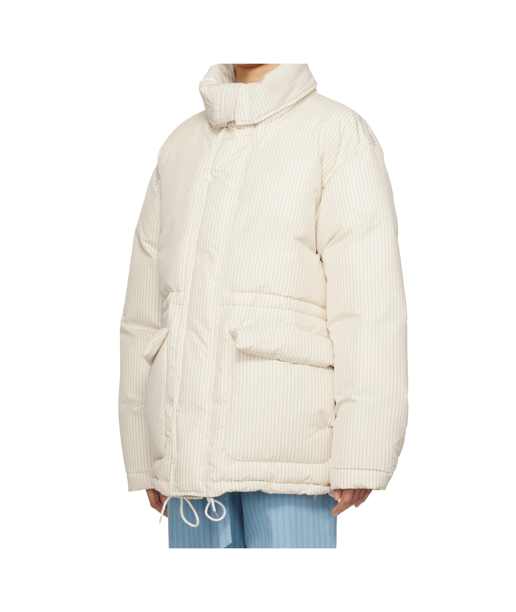 Tekla Ssense Exclusive White Auralee Edition Stripe Down Jacket In White