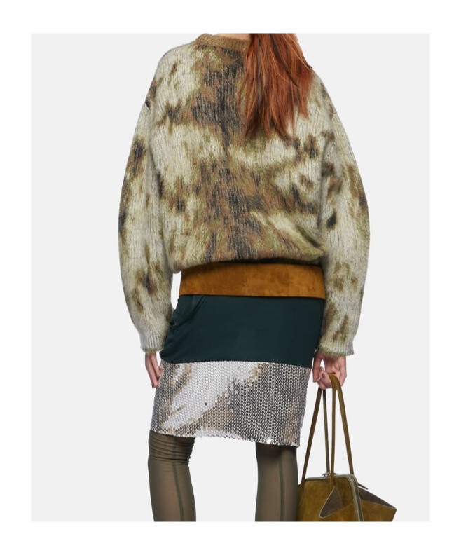 Attico Khaki Abstract Knit Sweater In Nude