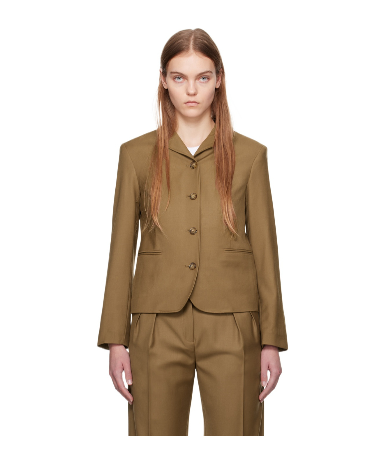 Loulou Studio Long Sleeved Suit Jacket In Brown