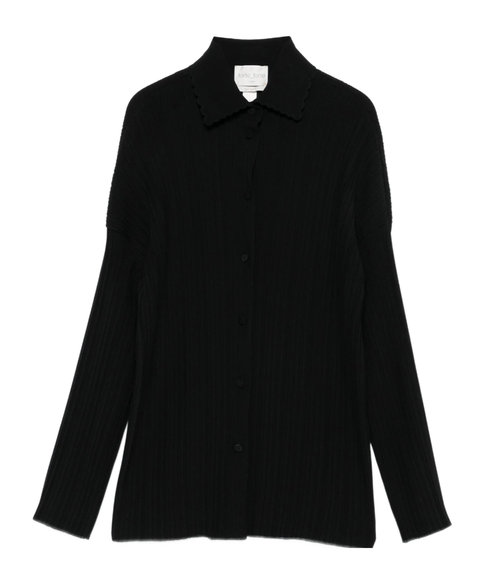 Forte Forte Ribbed Buttton-up Shirt In Black