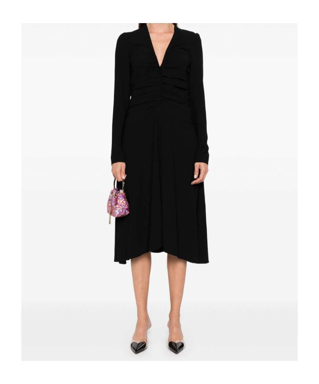 N°21 Draped Midi Dress In Black