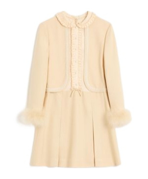 Valentino Feather-trimmed Embellished Jacquard And Woven Mini Dress In Birch Color