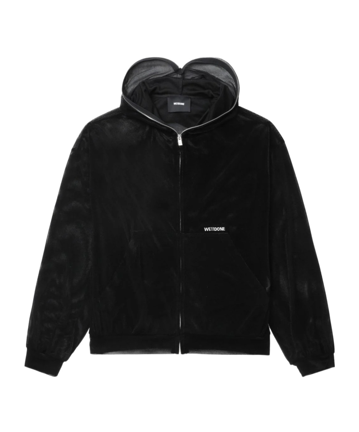 We11 Done Rhinestone-embellished Tulle Jacket In Black
