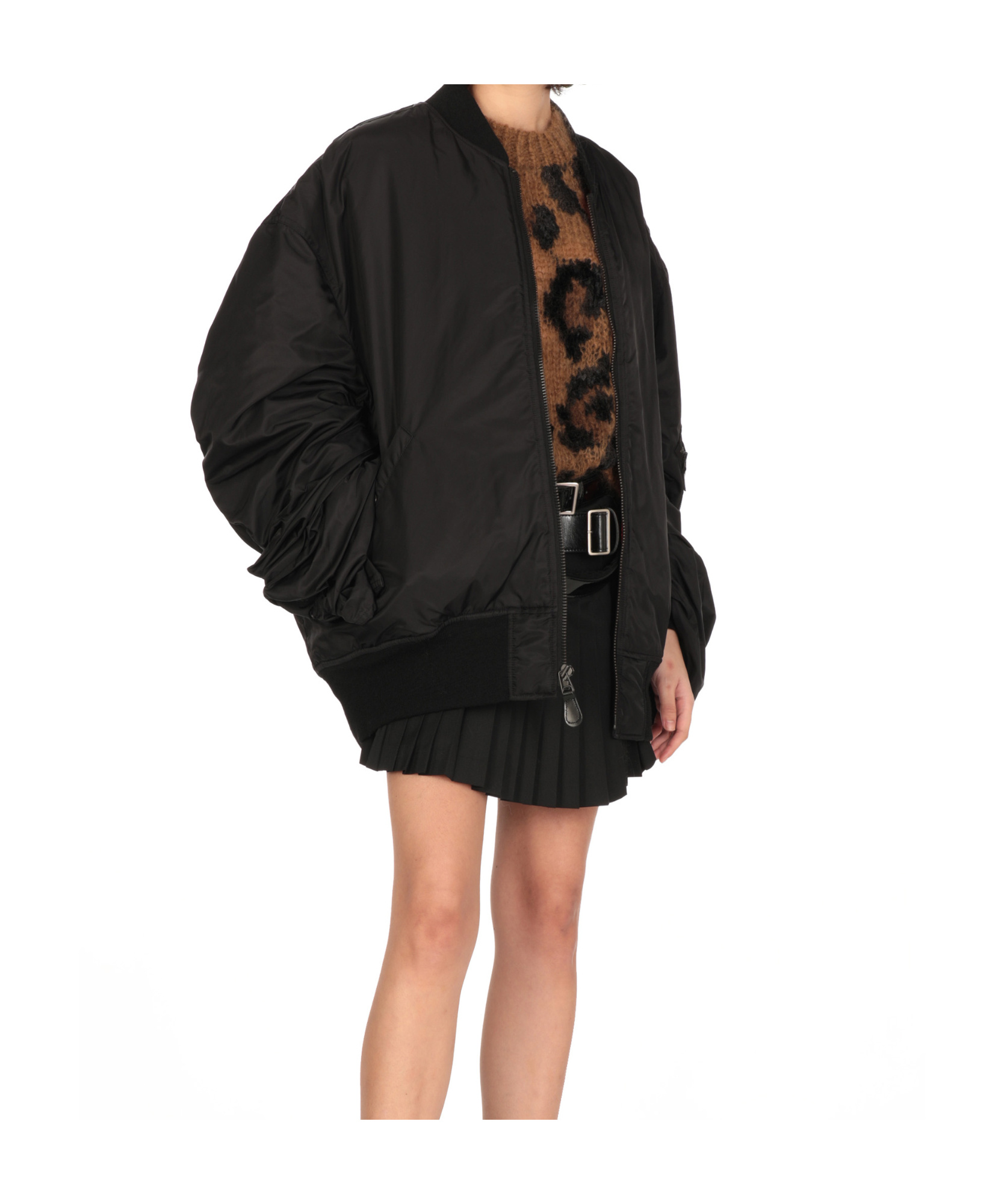 Shop Junya Watanabe Rolled-sleeves Bomber Jacket In Black