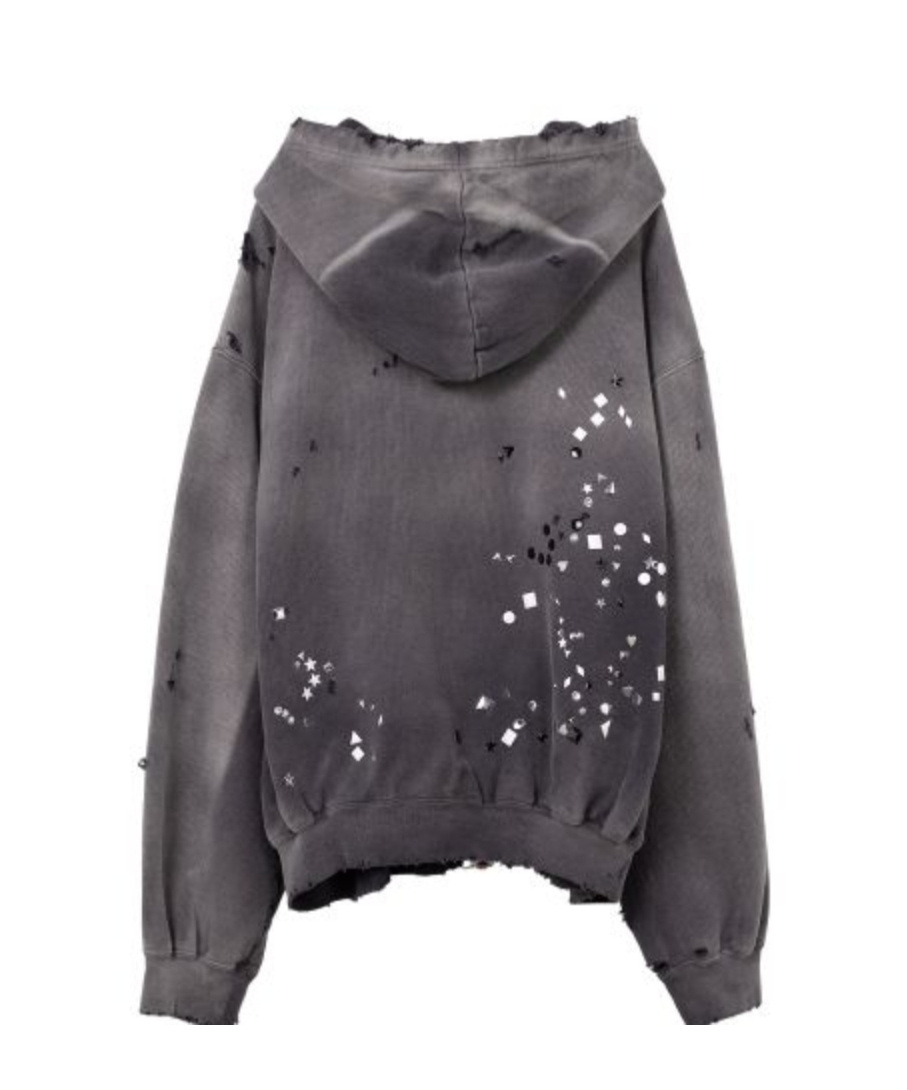 Miharayasuhiro Distressed Embellished Hooded Top In Black
