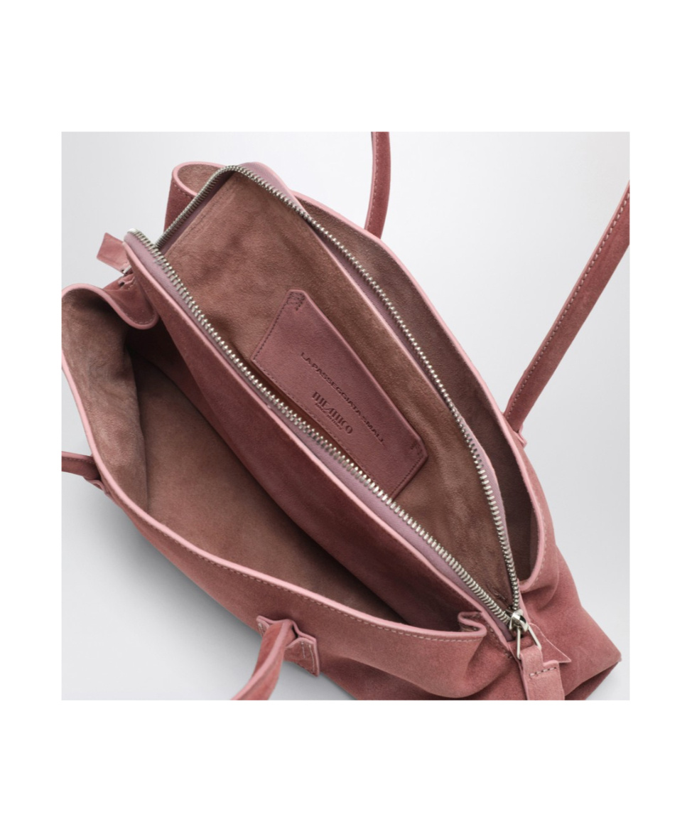 Attico Pink Suede La Passeggiata Small Bag In Pink