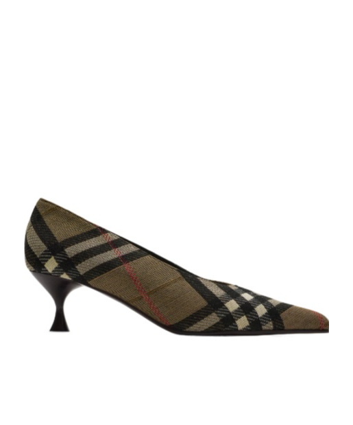 Burberry Checked Kitten Heel Pointed Toe Pumps In Brown