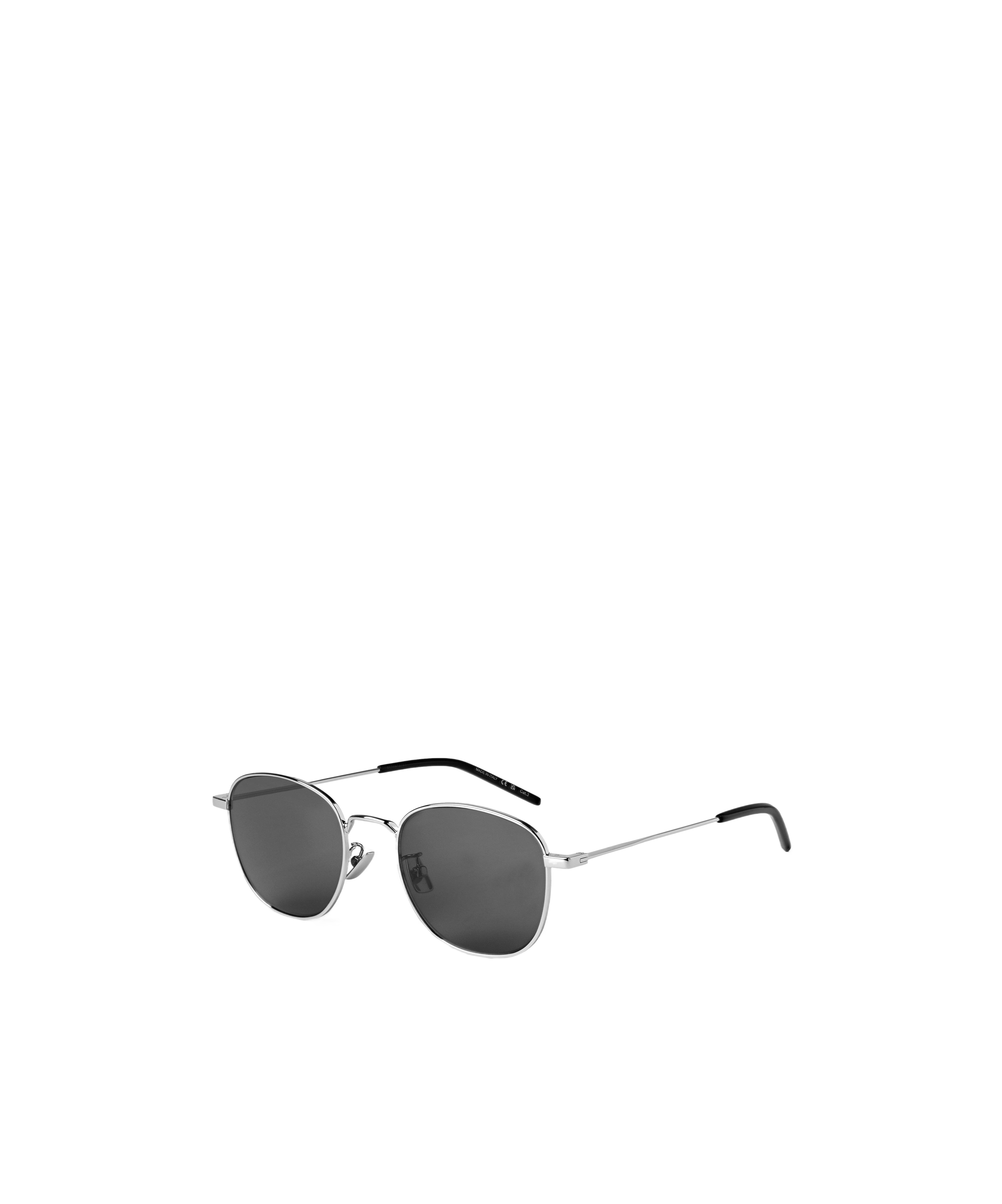 Saint Laurent Polygonal Thin-frame Sunglasses In Gray