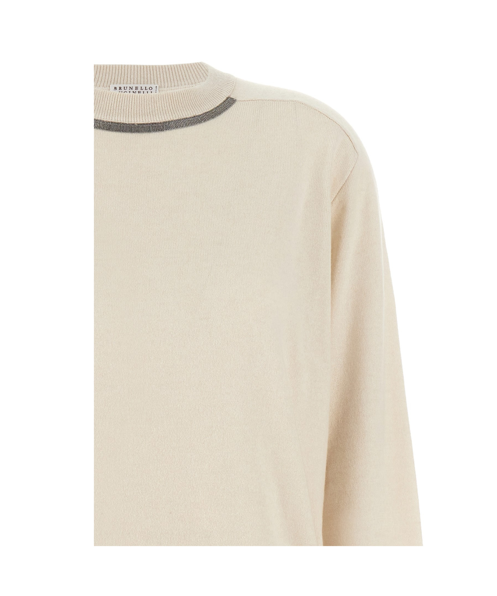 Brunello Cucinelli Embellished Ribbed Sweater In White