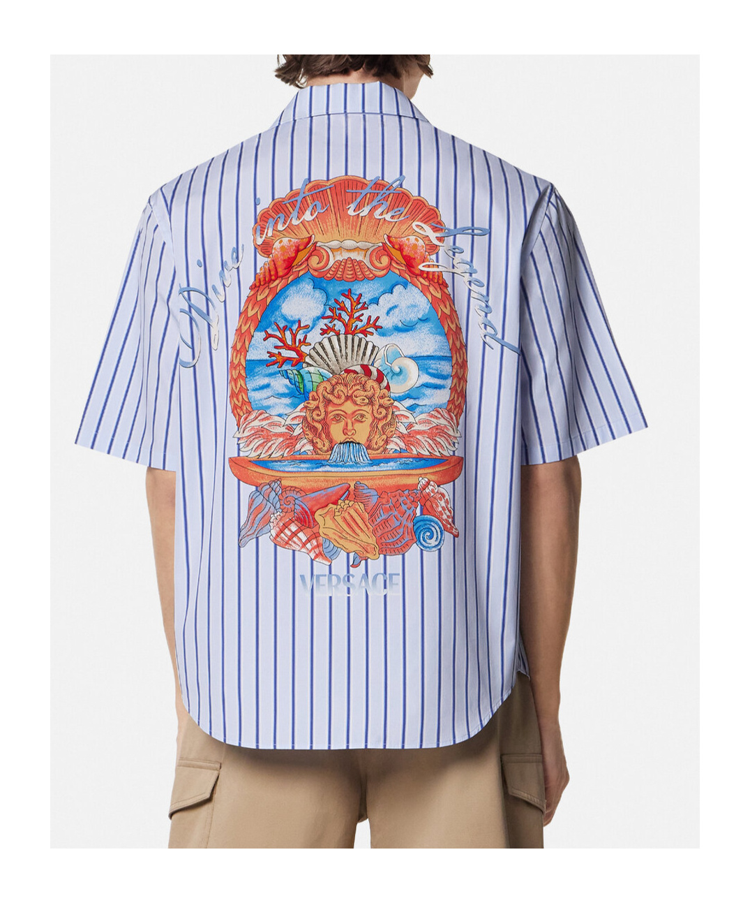 Versace Dive In Crest Striped Shirt