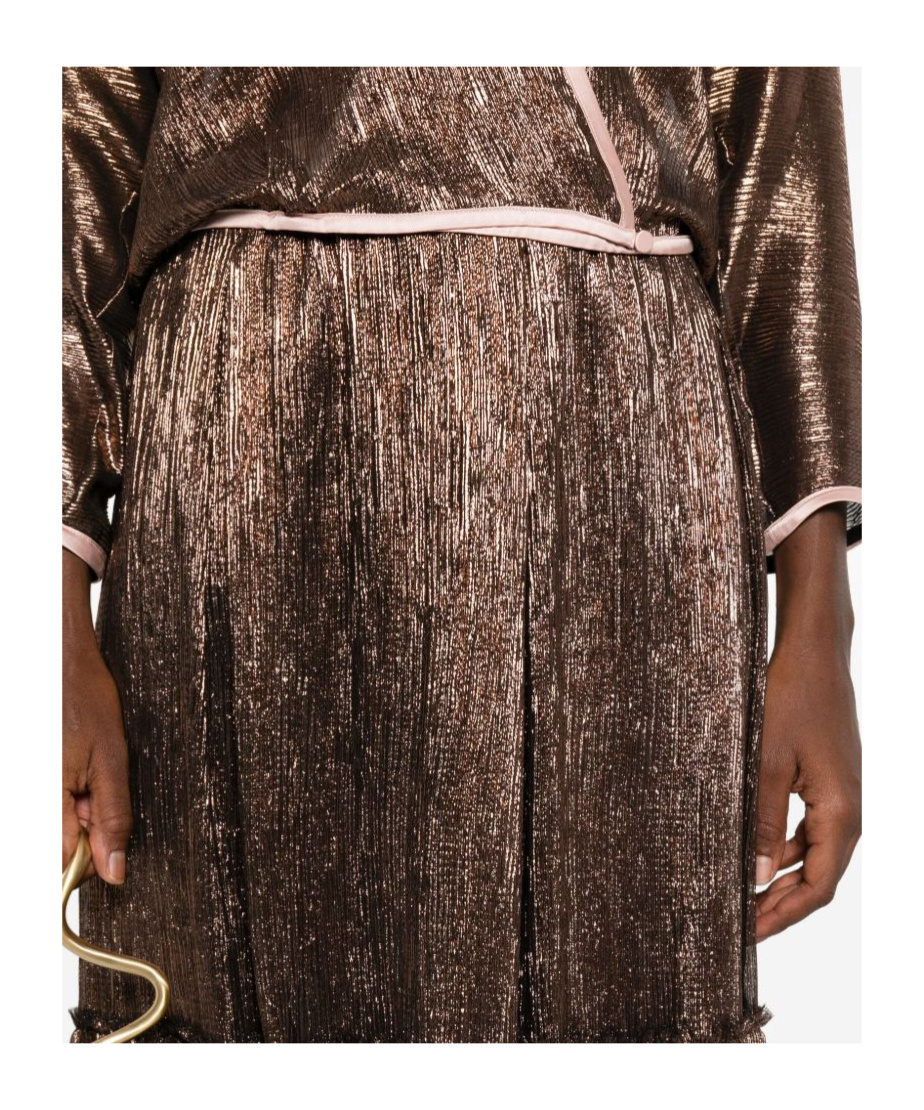 Forte Forte Metallic Pleated Skirt In Animal Print