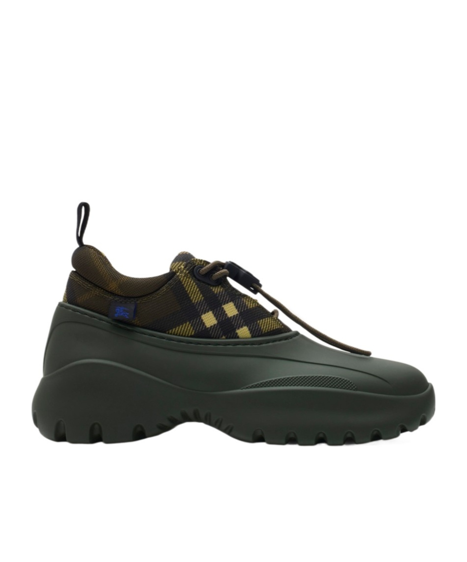 Burberry Checkered Pattern Chunky Sole Sneakers In Green