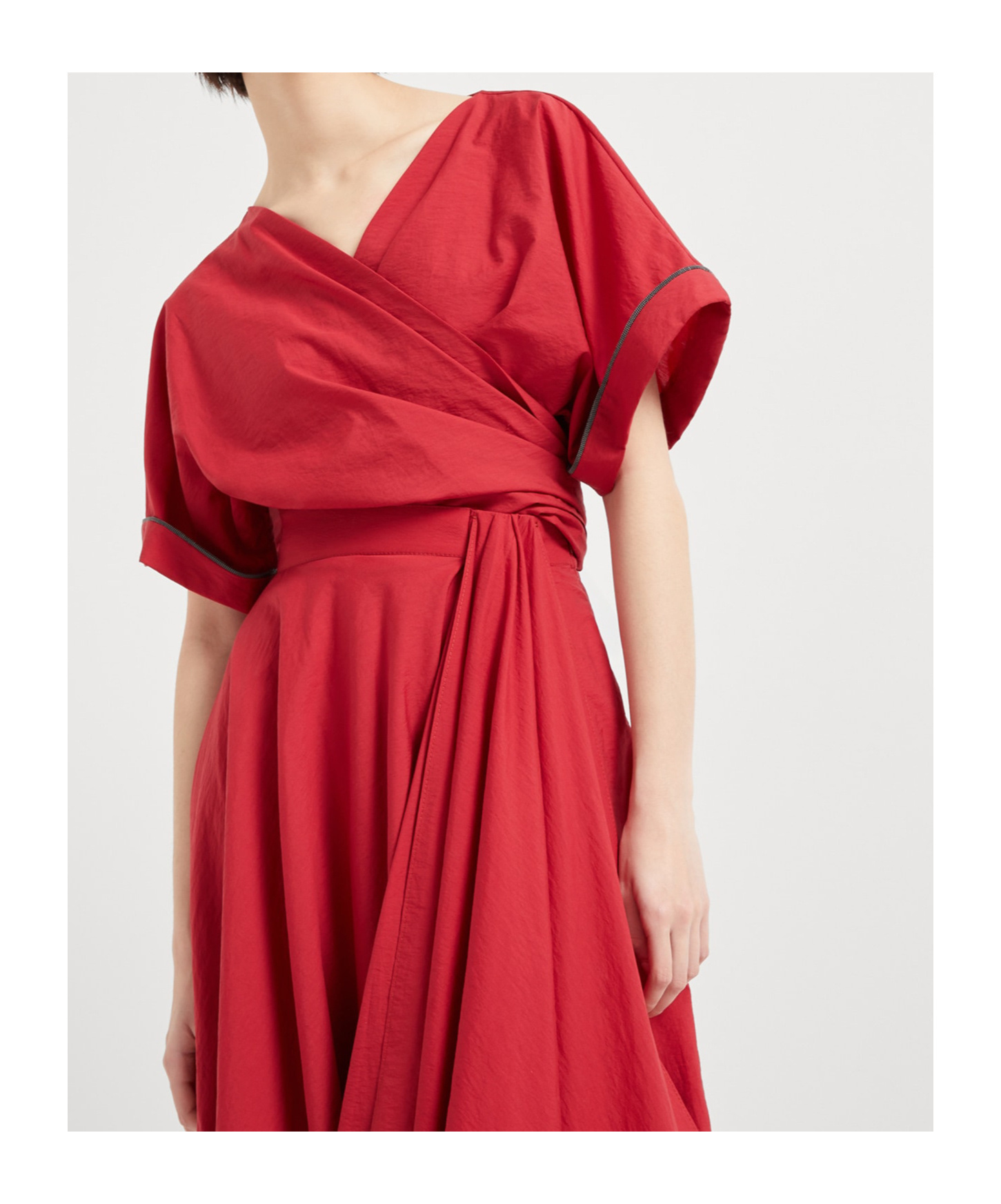 Brunello Cucinelli Draped High Waist Wrap Skirt In Red