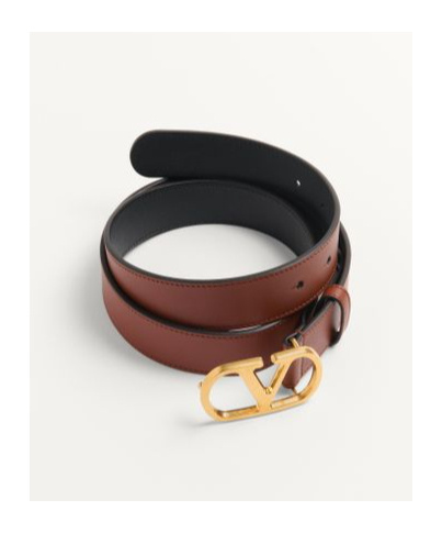 Valentino Leather Belt With Adjustable Length And Reversible In Brown