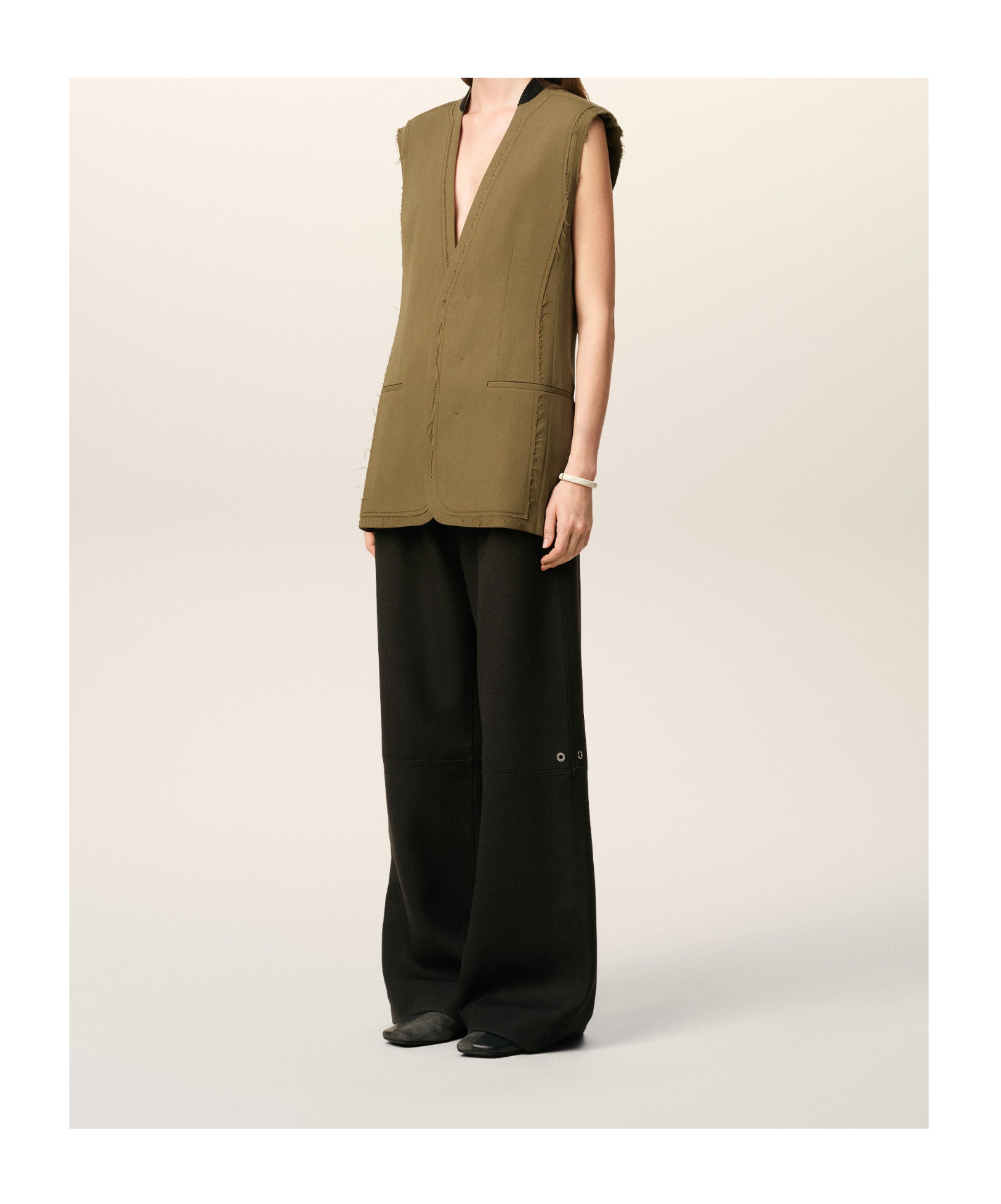 Ami Alexandre Mattiussi Green Wool Sleeveless Jacket In Green