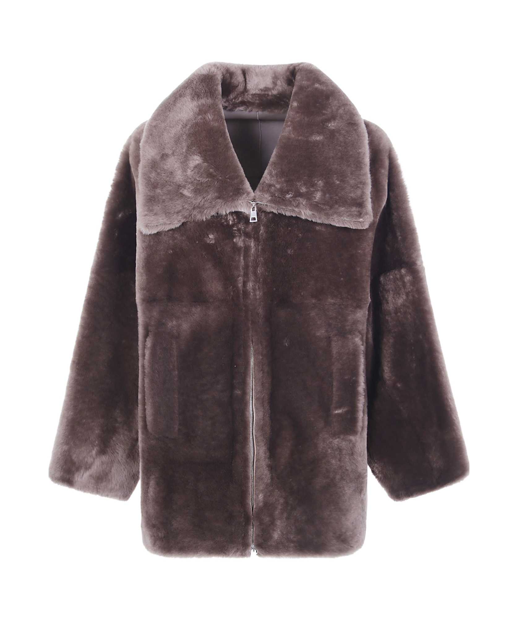 Blancha Straight Merino Shearling Jacket In Oak
