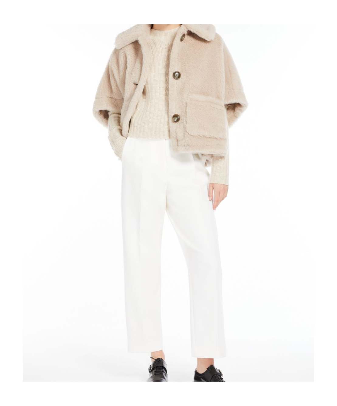 Max Mara Newtzero Virgin Wool-blend Cape In Nude