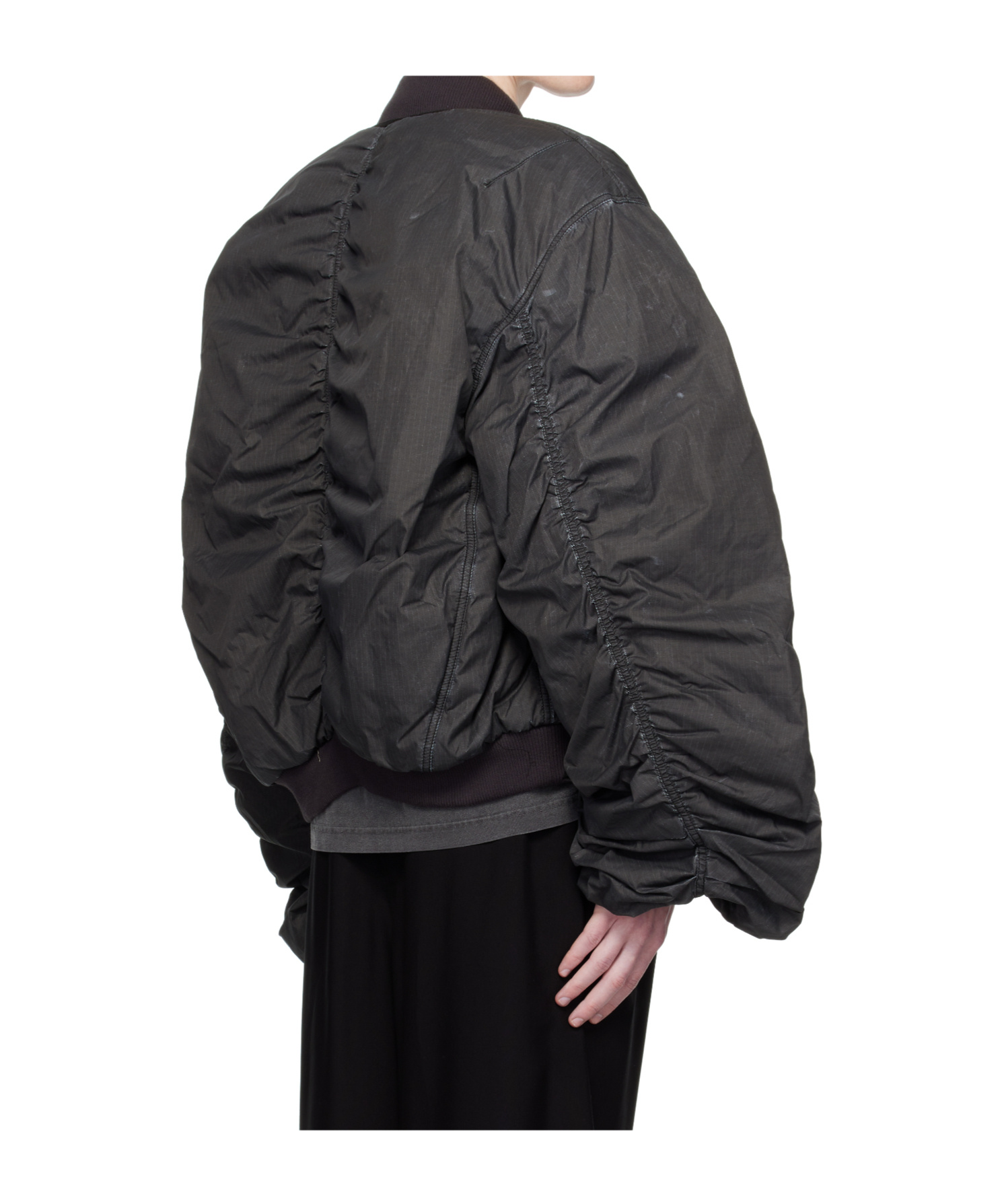 We11 Done Black Washed Nylon Bomber Jacket In Gray