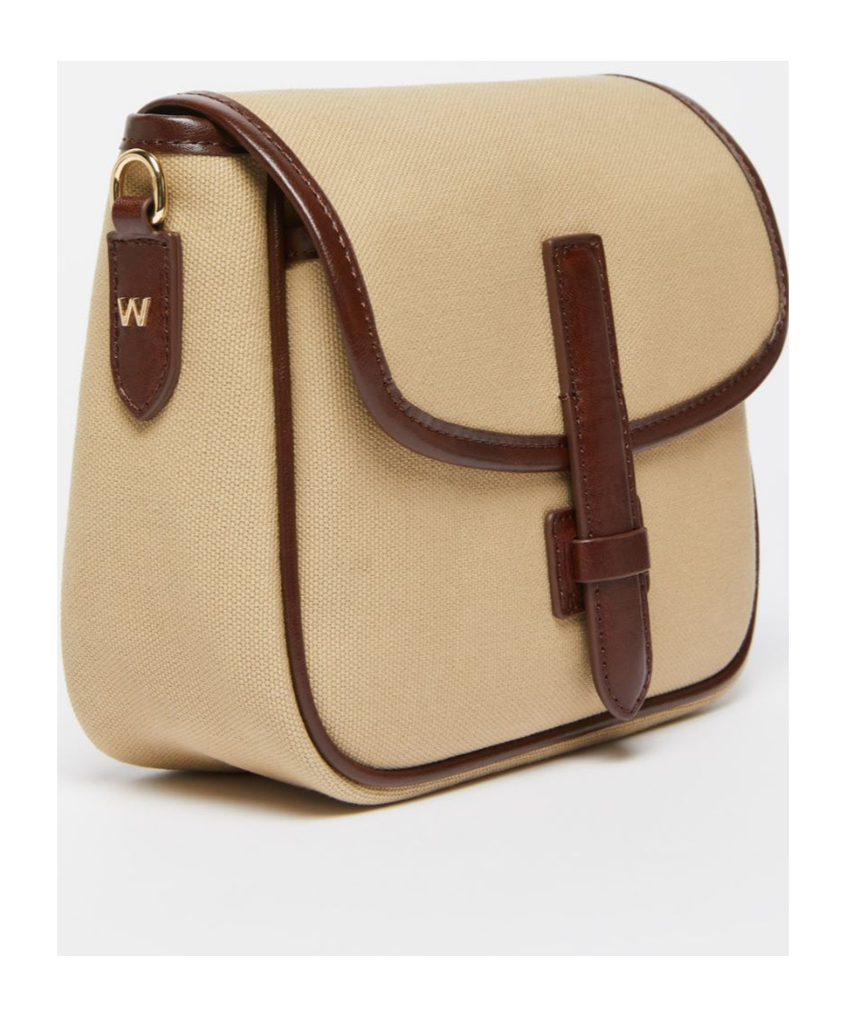 Shop Weekend Max Mara Canvas And Leather Shoulder Bag