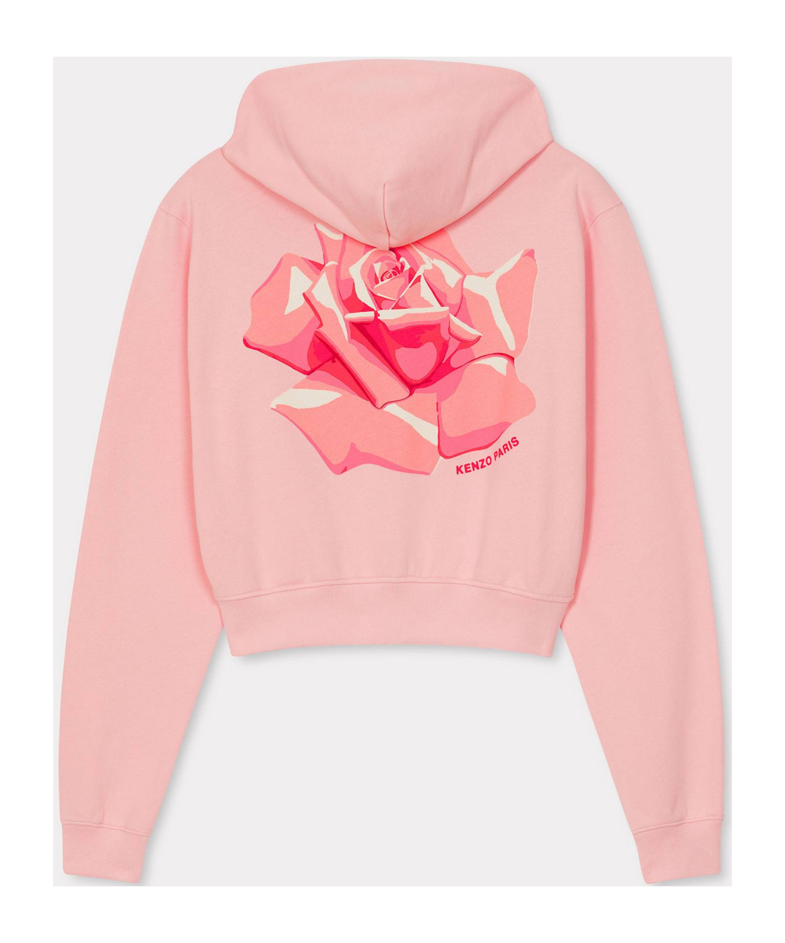 Kenzo Rose-print Zipped Hoodie In Pink