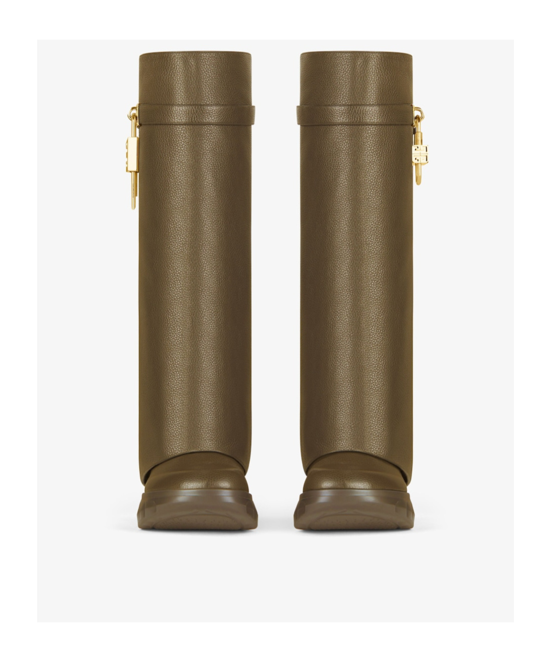Givenchy Shark Lock Biker Boots In Grained Leather In Brown