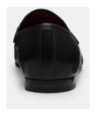 Coach Round Toe Leather Loafers In Black