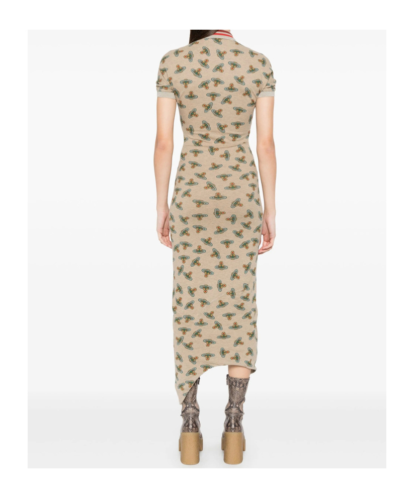 Vivienne Westwood Beige Pulling Midi Dress In Sand Overdyed