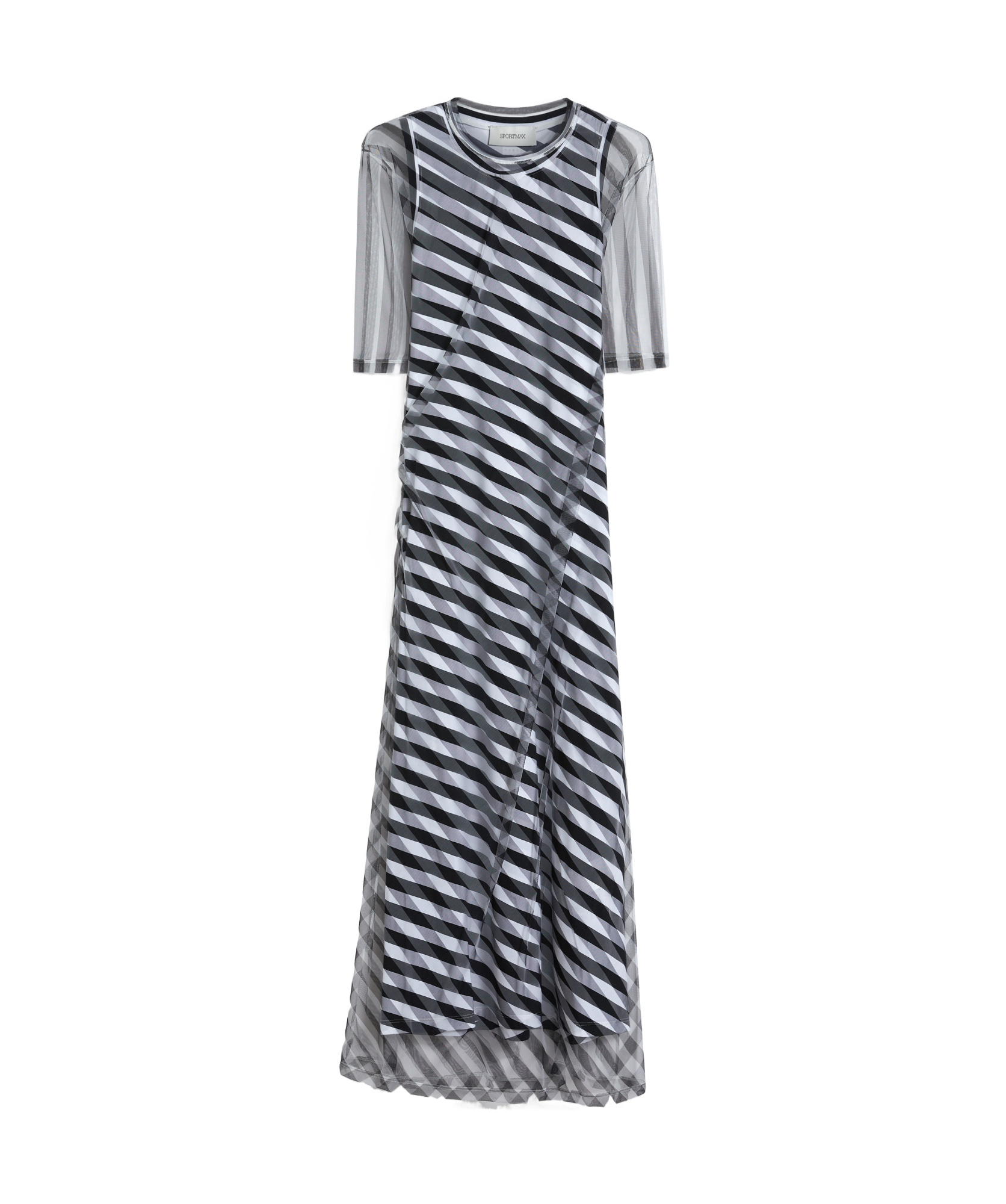 Sportmax Round Neck Short Sleeve Dress In Gray
