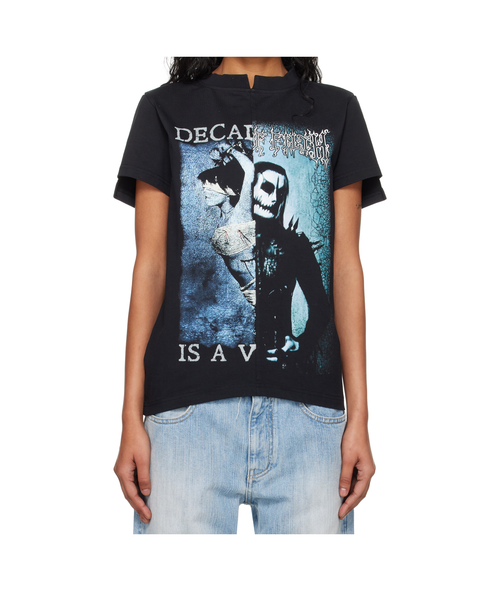 Vetements Black Cradle Of Filth Cut-up Fitted T-shirt In Black