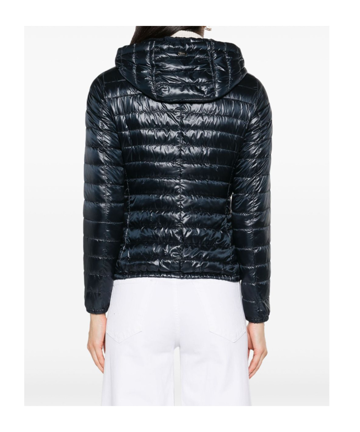 Herno Short Quilted Down Jacket With Detachable Hood In Blue
