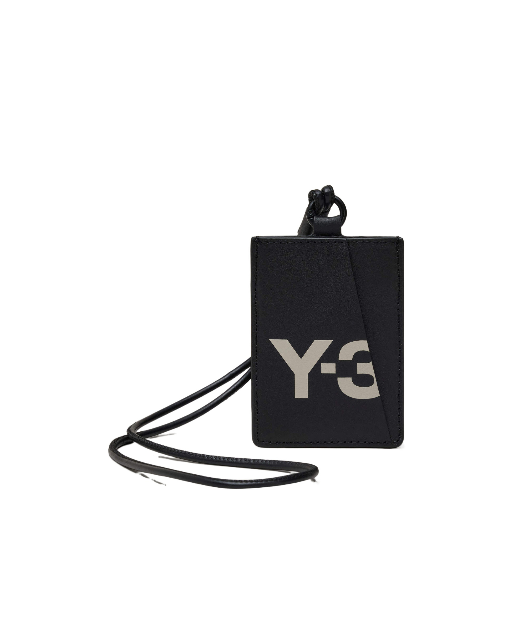 Y-3 Printed Leather Card Holder In Black