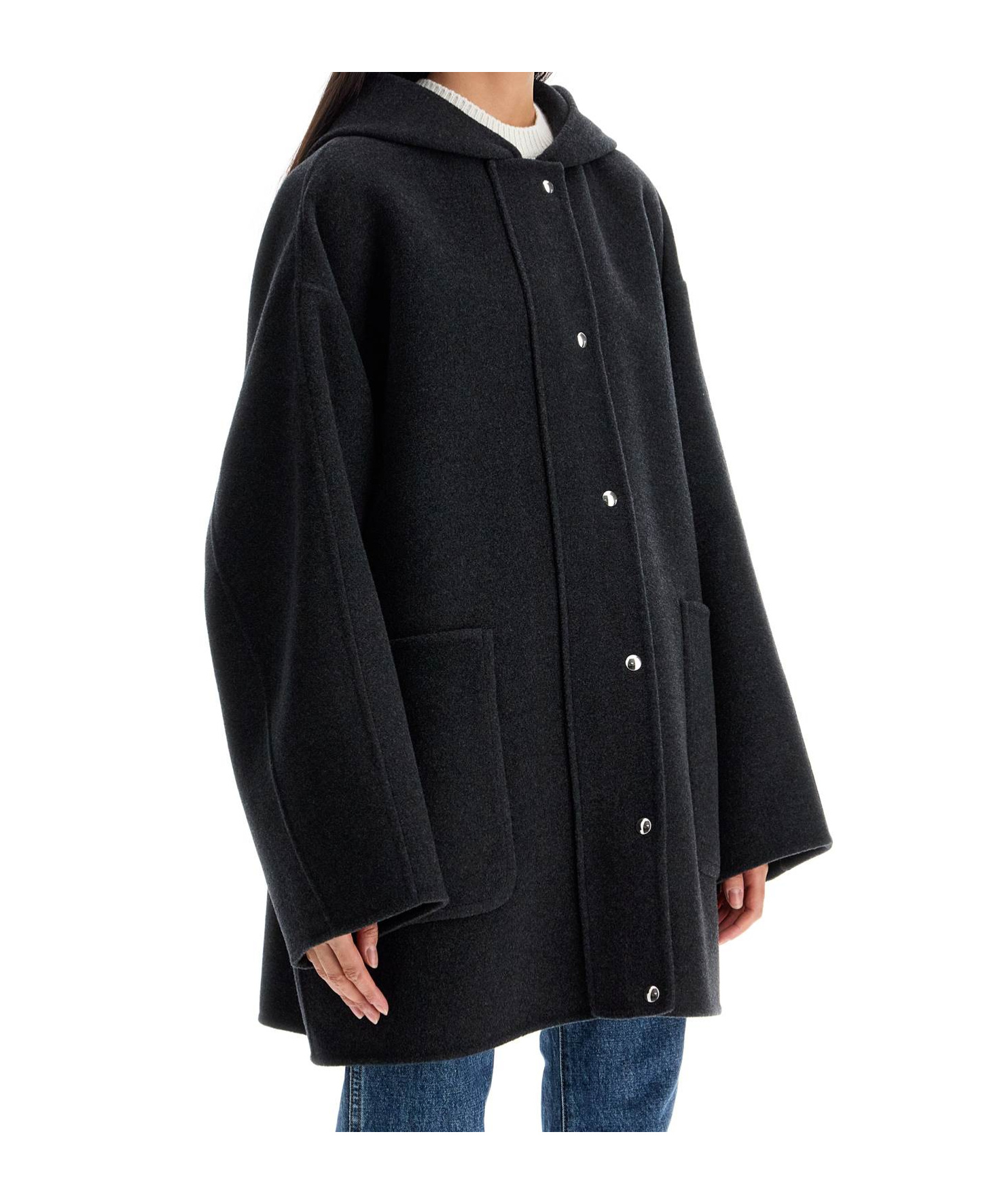 Khaite Long-sleeved Wool Coat In Black