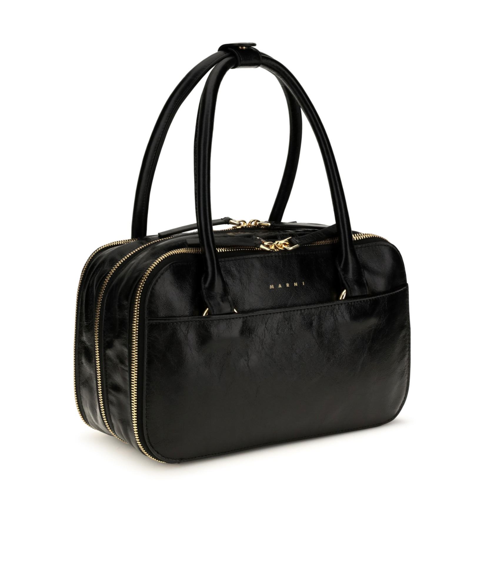 Marni Black Calf Leather Bos Taurus Handbag In Purple