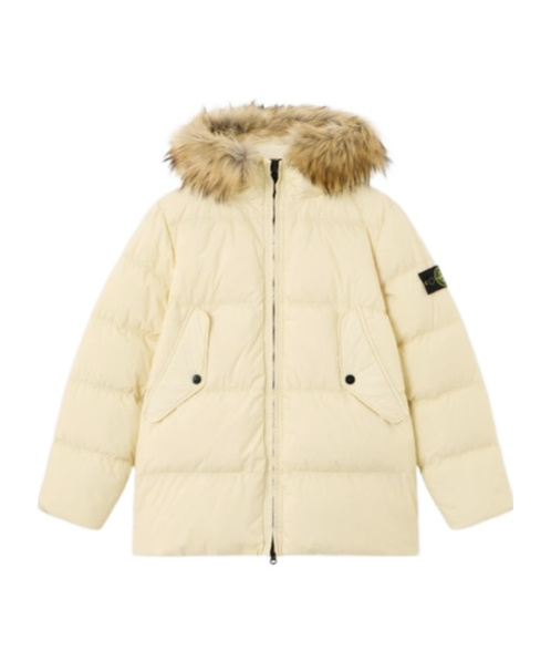 Stone Island Down Parka With Anti-drop And Wind Resistance In Neutral