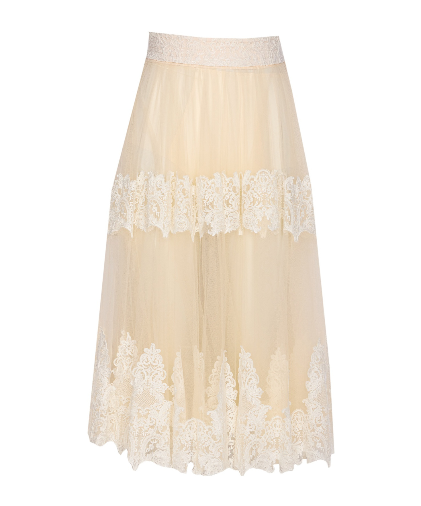 Elisabetta Franchi Couture Skirt Lace Detailing In Nude