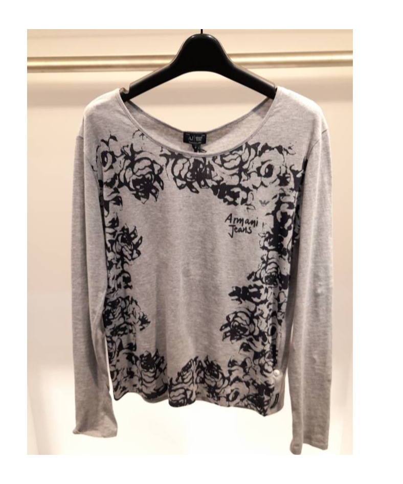 Armani Jeans Round Collar And Long-sleeved T-shirt In Gray