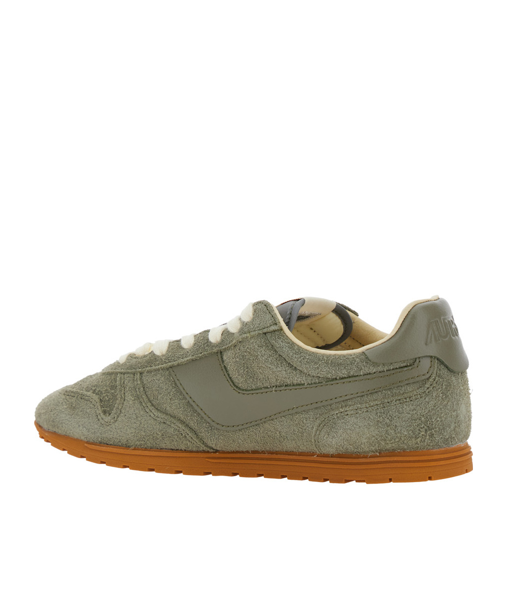 Autry Windspin Green Low Top Sneakers With Logo Patch On Tongue And Side In Suede Woman In Gray
