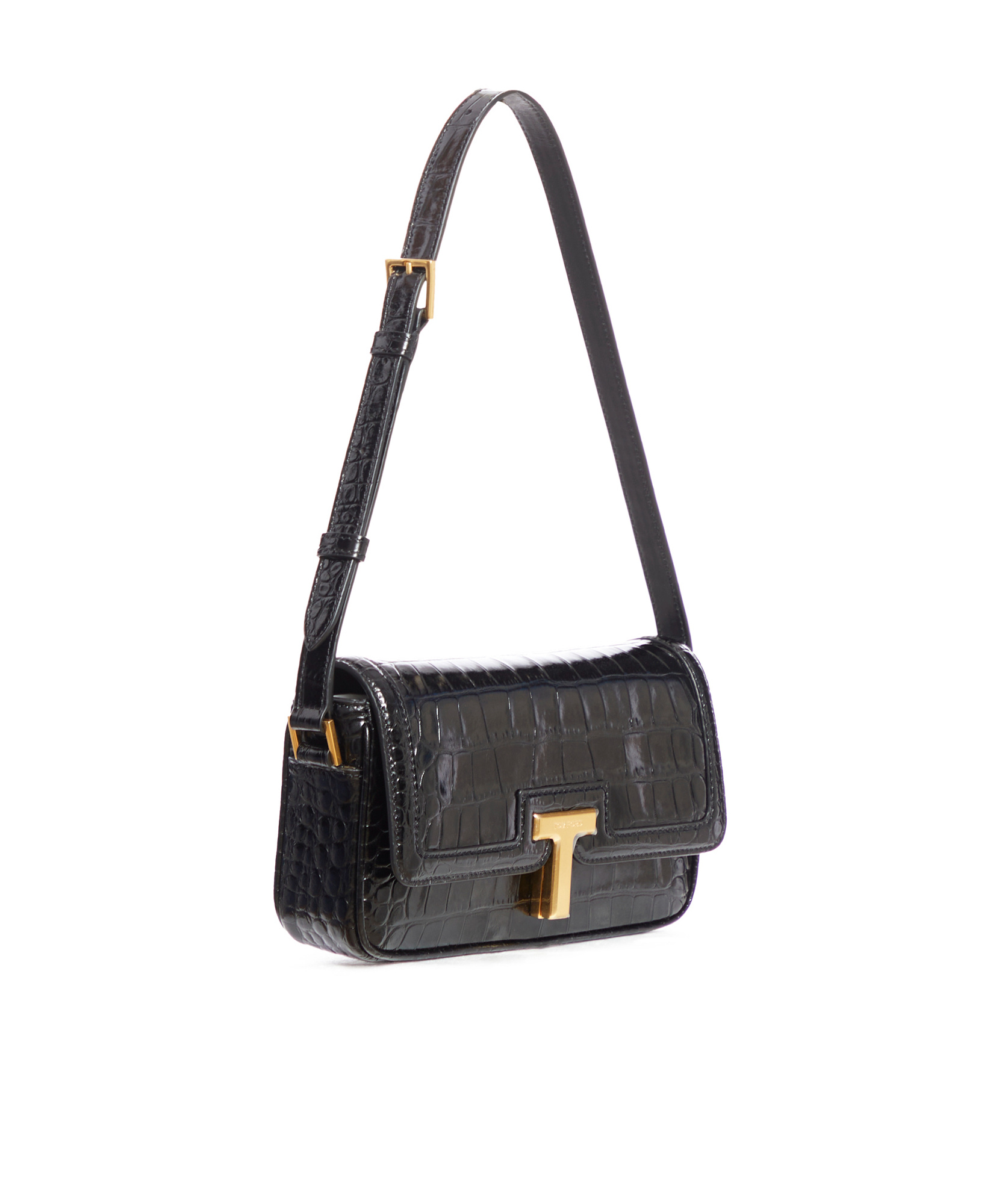 Tom Ford Mini Embossed Crocodile Leather Bag In Black