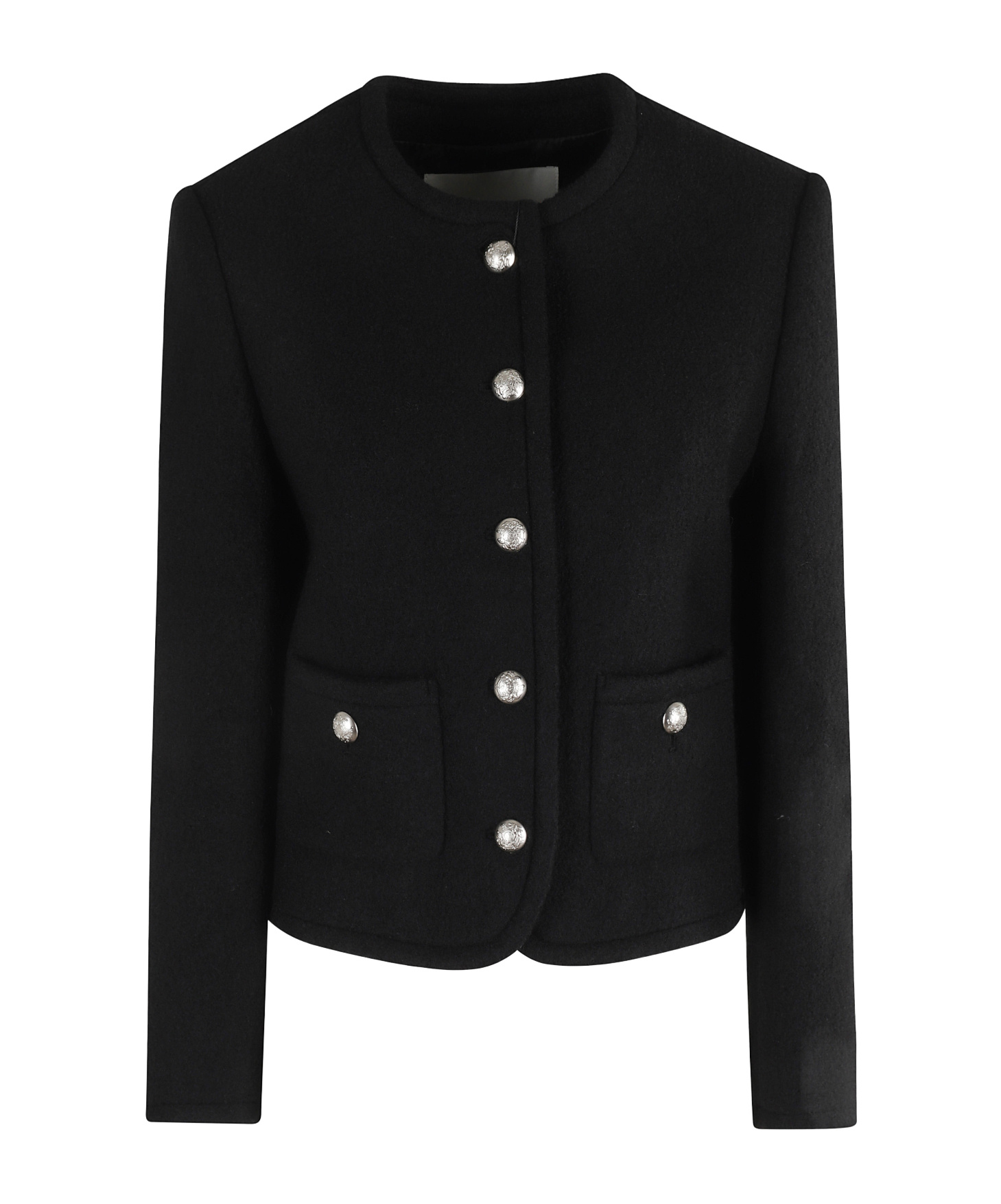 Dunst Cropped Black Tweed Jacket With Button Detailing In Black