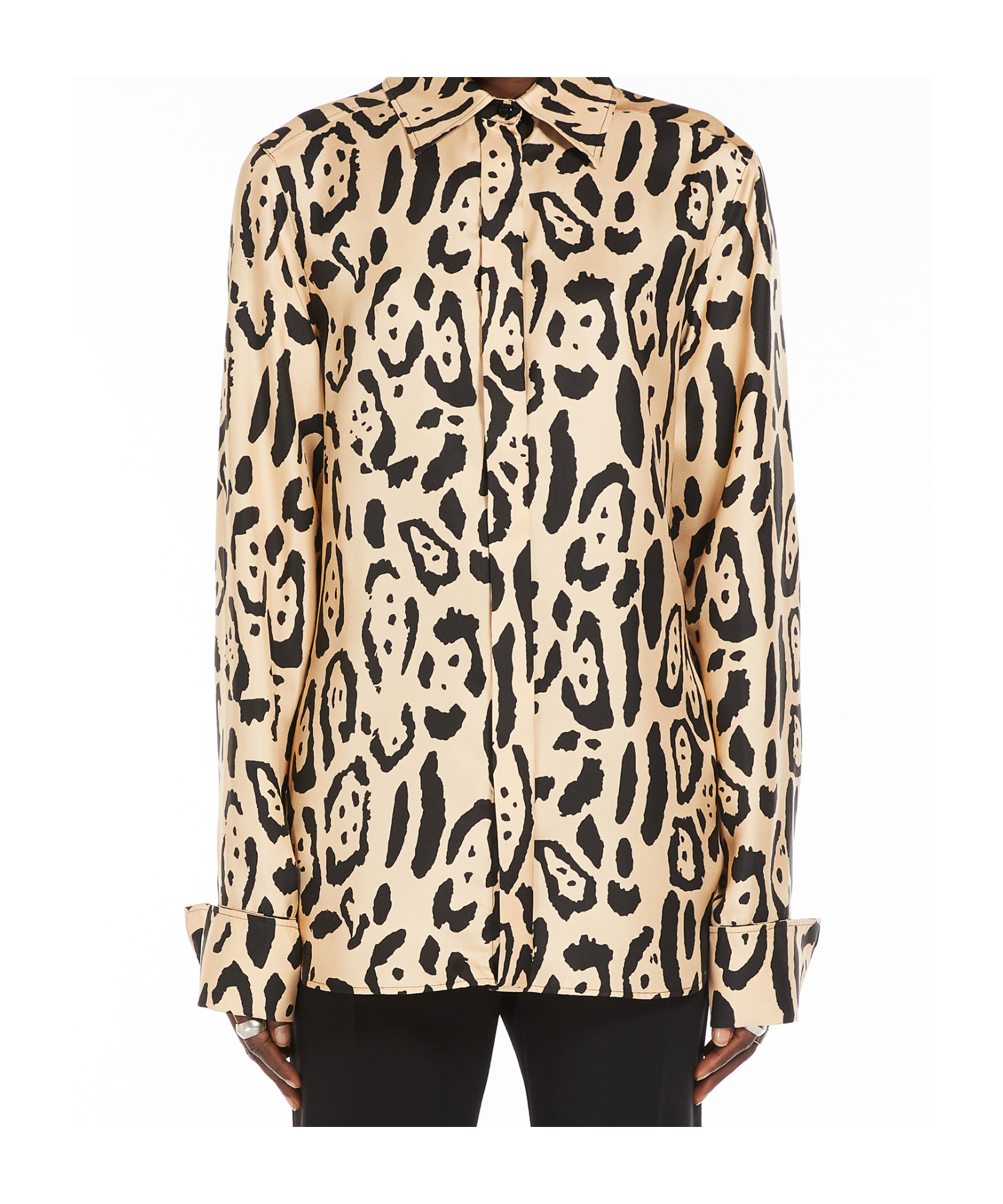 Sportmax Armony Animal Patterned Long-sleeved Shirt In Nude