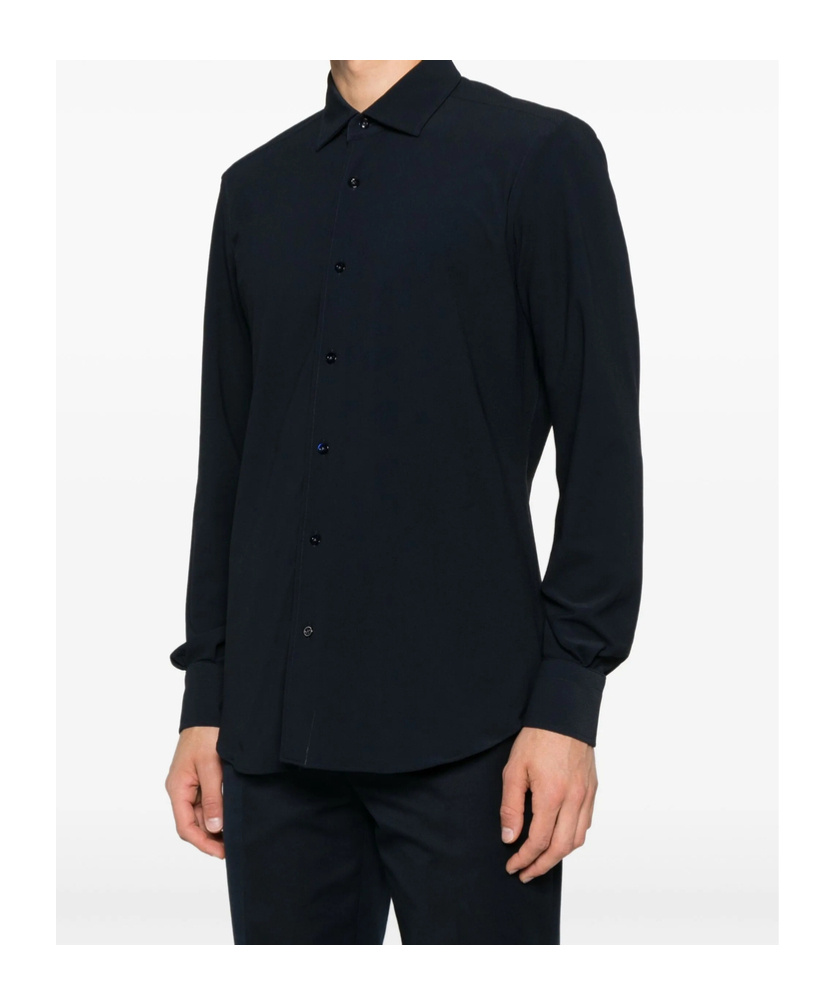 Mazzarelli Button-down Long-sleeved Shirt In Blue