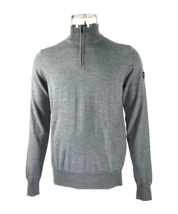 Ea7 Stand-neck Semi-zipper Sweater In Gray