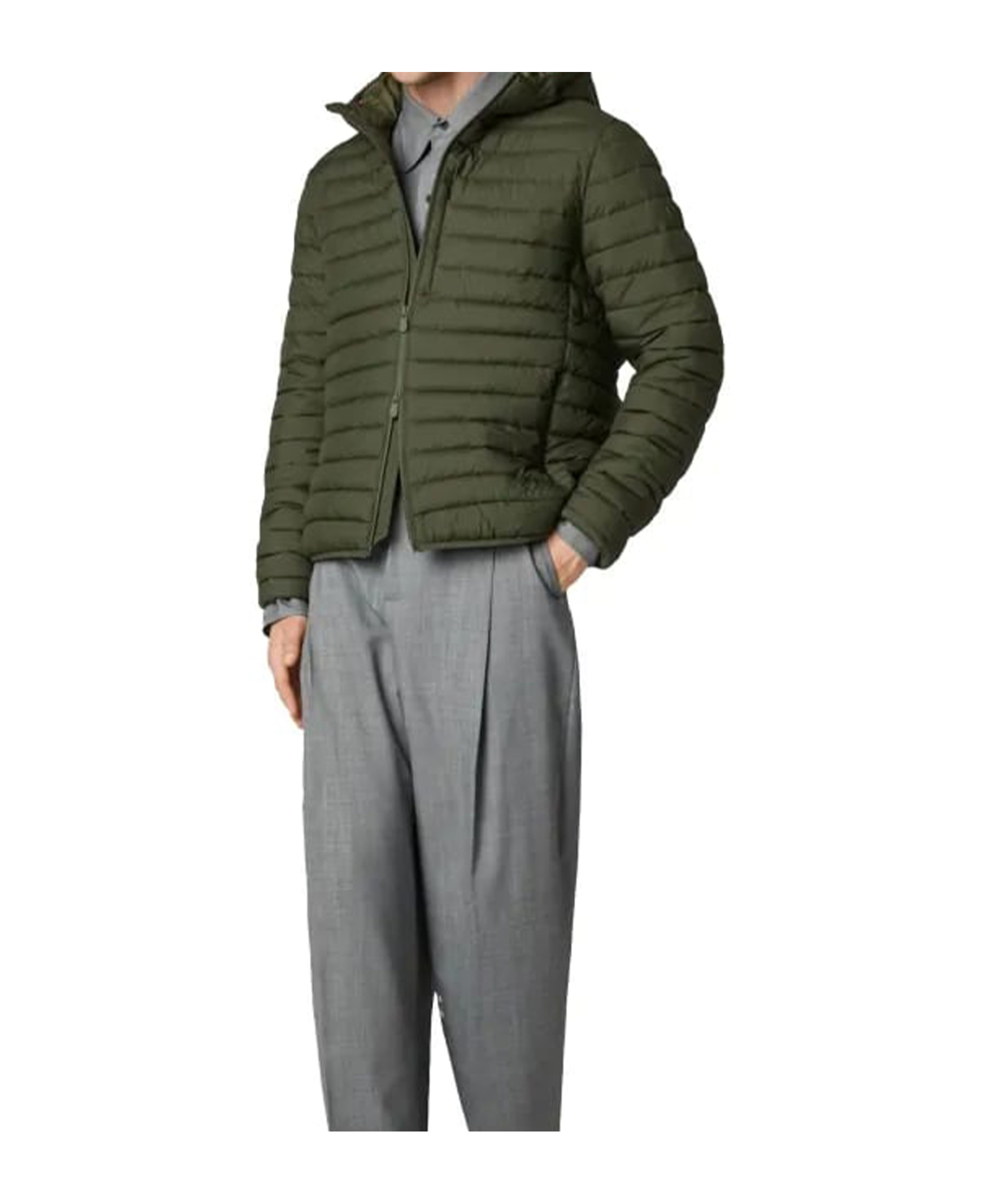 Save The Duck Quilted Green Light Jacket With Double-slider Zip Hood In Green