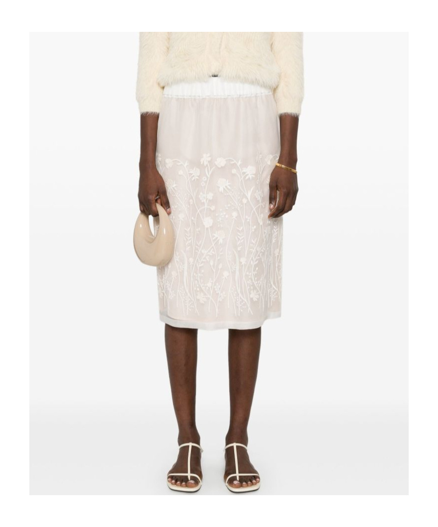 P.a.r.o.s.h Sorgente Floral Embroidered Midi Skirt