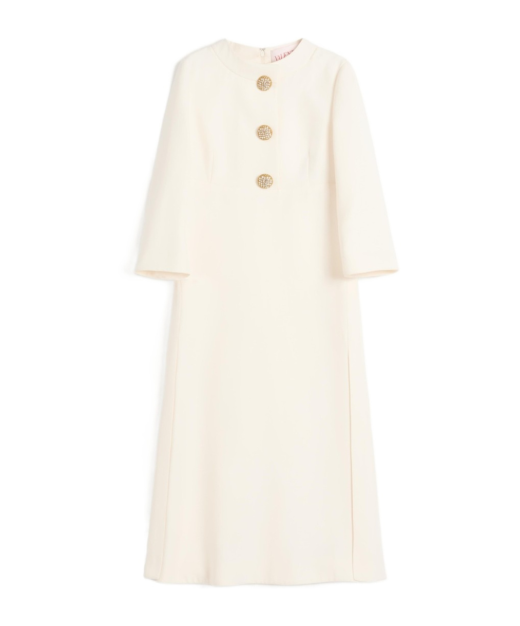 Valentino Virgin Wool-silk Midi Dress In White