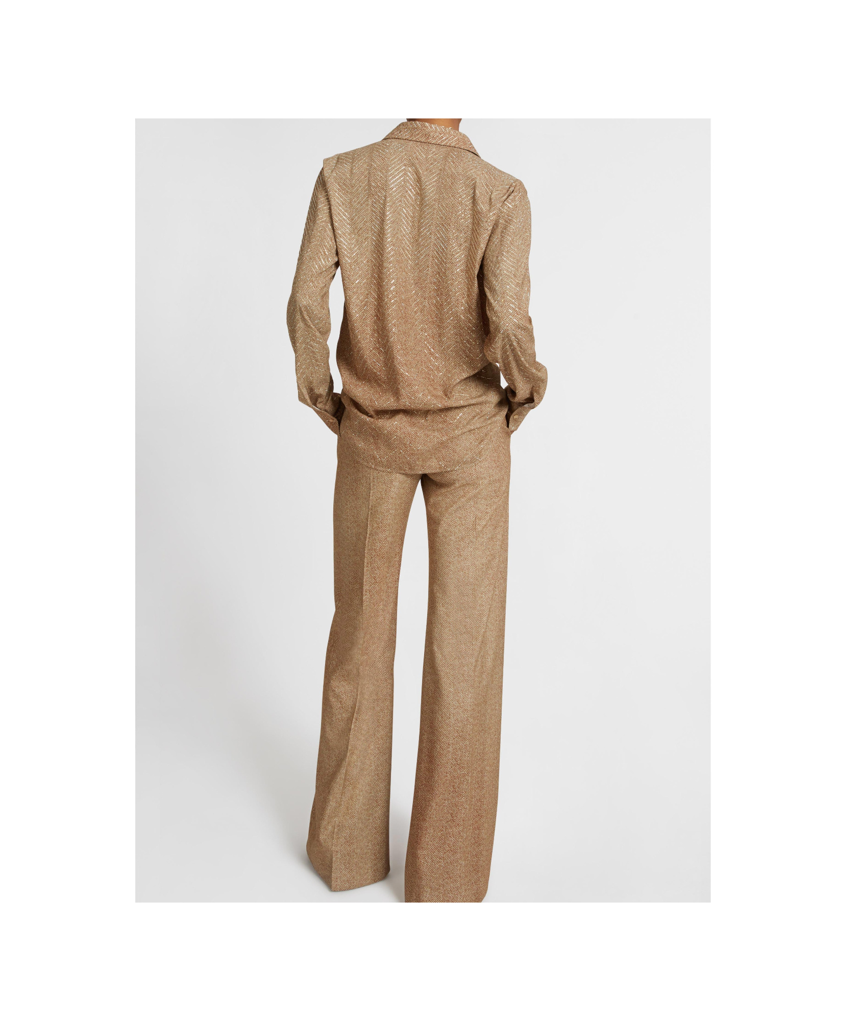 Ermanno Scervino Herringbone-pattern Long-sleeve Shirt In Brown
